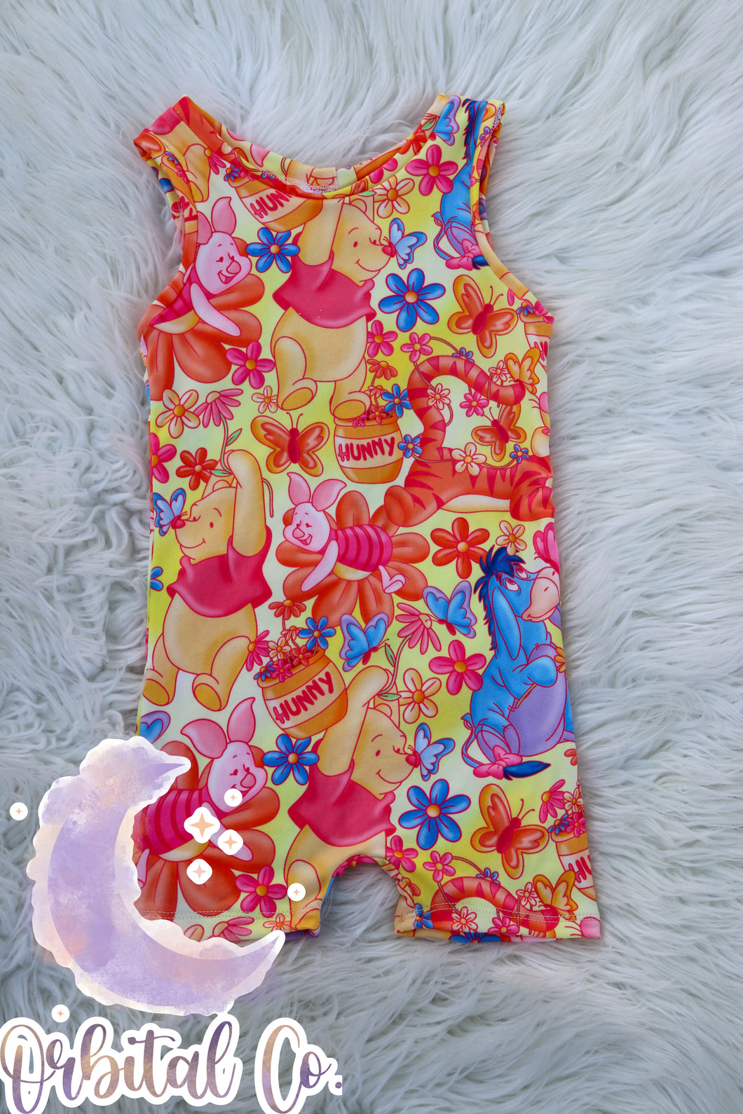 Yellow floral bear tank romper