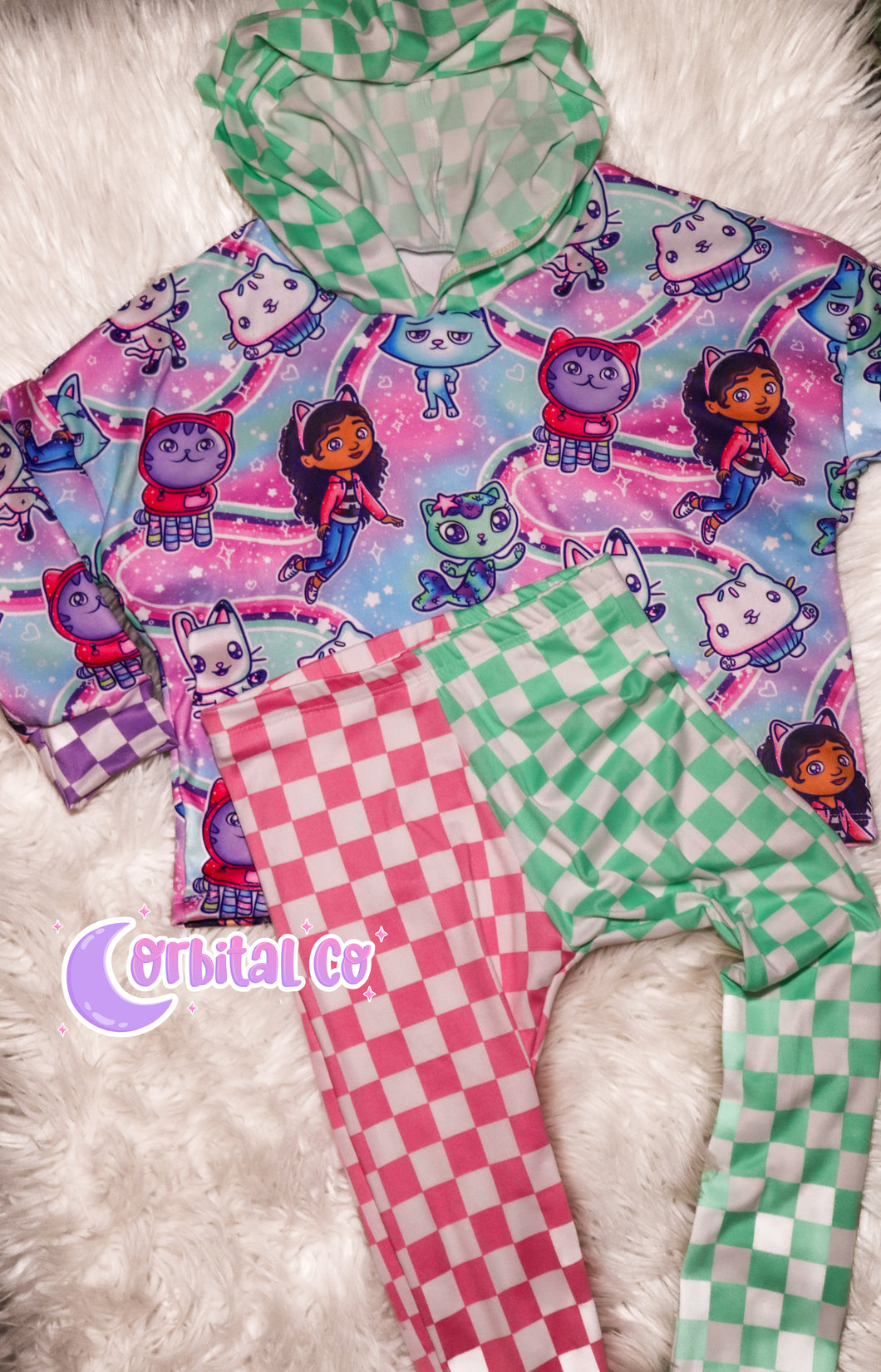 Gbby Checkered hooded dolman set- MTO